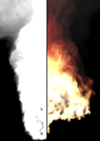 Tämä kuva havainnollistaa toisen tekstuurin vaikutusta. Se vaikuttaa tulen kirkkauteen ja väriin.
