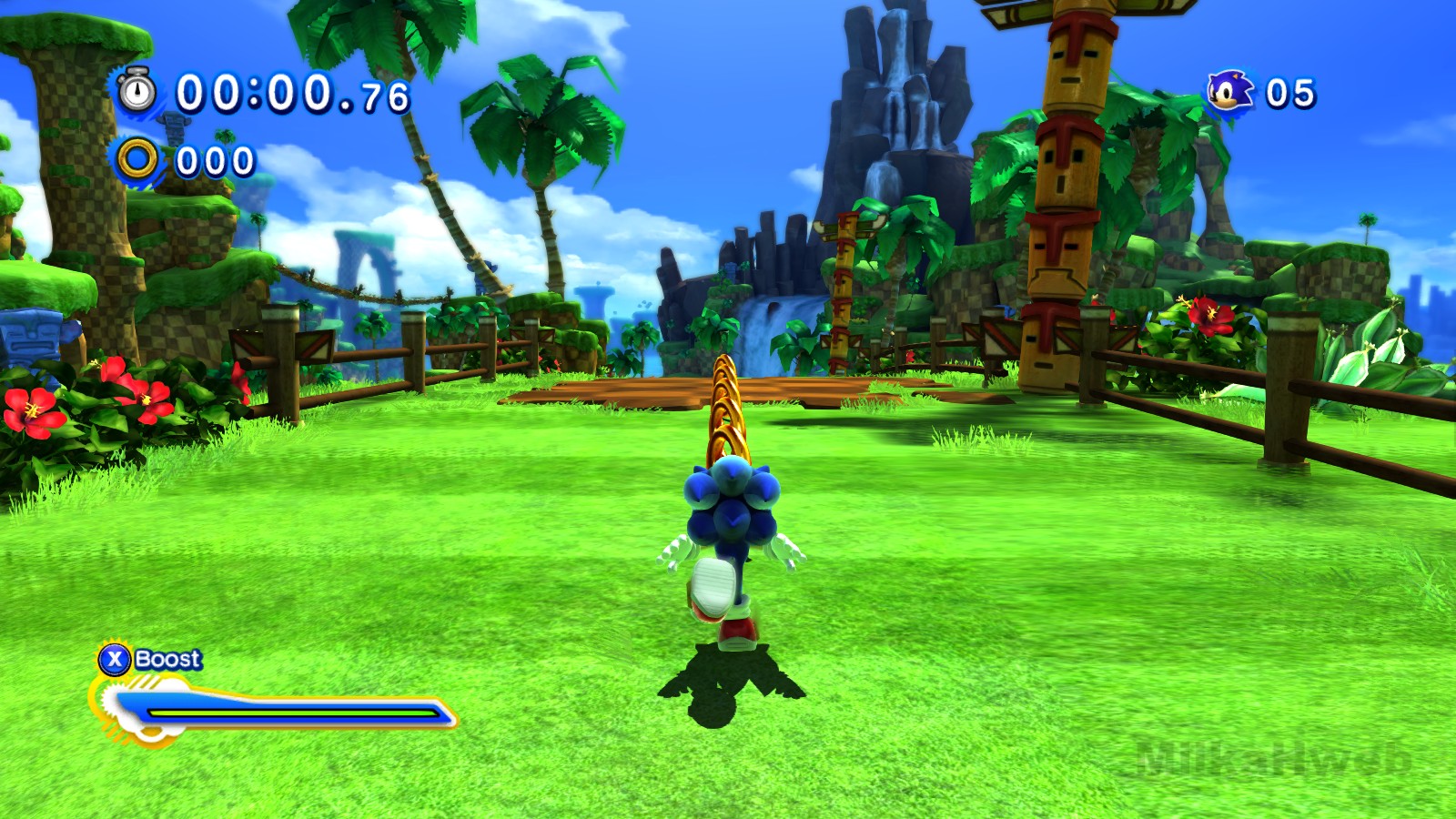 Screen cap of Sonic Generations Green Hill Zone level