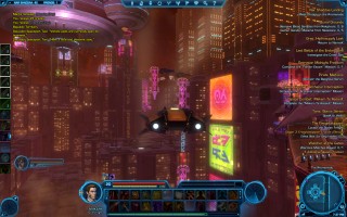 Star Wars: The Old Republic - Level 20 Gunslinger gameplay on Nar Shaddaa. Shuttle Taxi over The Promenade